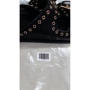 MIA Womens Black Slide Sandals with Gold Buckles Size; 7